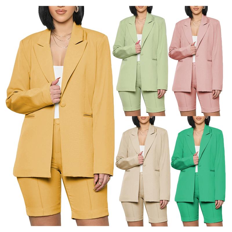 Women' Tracksuits Early Autumn Fashion Two-Piece Suit Women Solid Colour Long Sleeve Lapel Single Button Blazer Tops Casual Straight Shorts, Green
Women' Tracksuits Early Autumn Fashion Two-Piece Suit Women Solid Colour Long Sleeve Lapel Single Button Blazer Tops Casual Straight Shorts, Green