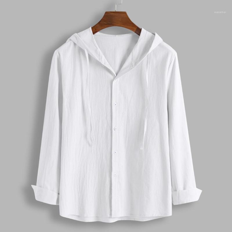 Men Autumn Casual Tops Long Sleeve Solid Color Button Down Hooded Simple Loose Male Men's Shirts, White
Men Autumn Casual Tops Long Sleeve Solid Color Button Down Hooded Simple Loose Male Men's Shirts, White