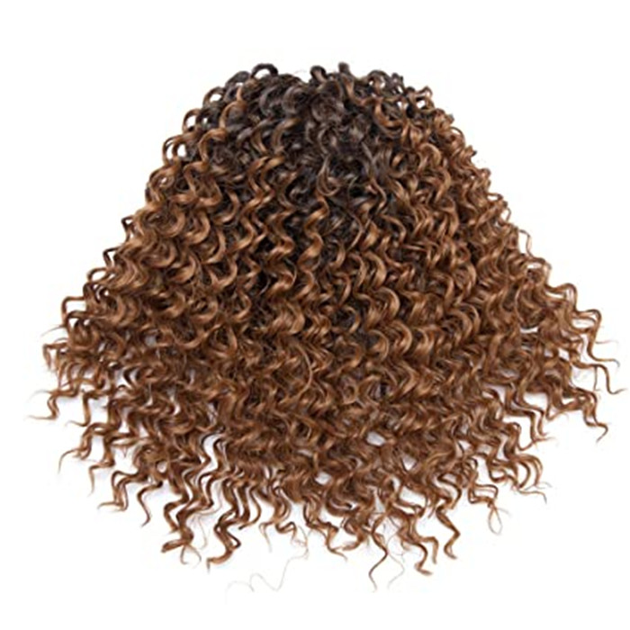 Ombre brown blonde kinky curly puff bun drawstring ponytail extension hairpiece,100 human hair ponytail with drawstring clip in 120g 1pcs fashion styl