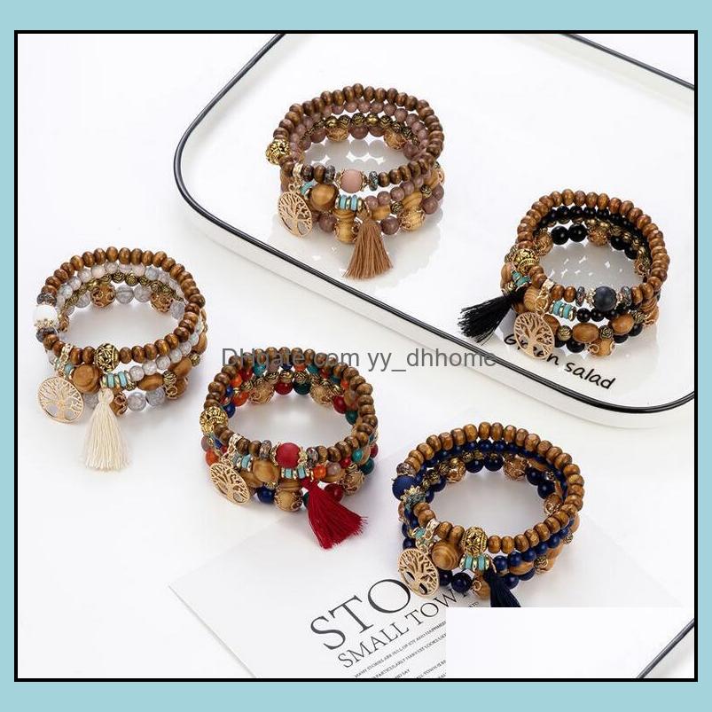 Beaded Strands Bracelets Jewelry 18Cm Mtilayer Wood Beads Tassel Tree Of Life Charm Bohemian Beach Style Bangles For Women Gift Wrist Mala
Beaded Strands Bracelets Jewelry 18Cm Mtilayer Wood Beads Tassel Tree Of Life Charm Bohemian Beach Style Bangles For Women Gift Wrist Mala