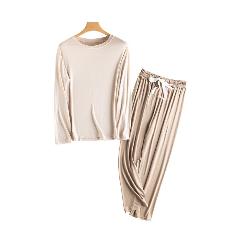 Women's Two Piece Pants Loose Color Contrast Clothing Spring And Summer Ladies Pajamas Soft Breathable Online Celebrity ModalWomen's, Beige 
Women's Two Piece Pants Loose Color Contrast Clothing Spring And Summer Ladies Pajamas Soft Breathable Online Celebrity ModalWomen's, Beige