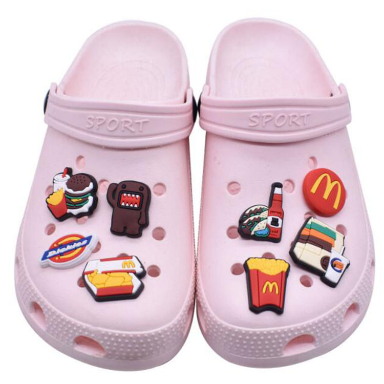 fast ship cartoon food drink hole shoe charms pvc clog garden shoe flower soft rubber shoecharms buckle bracelet wristband decoration