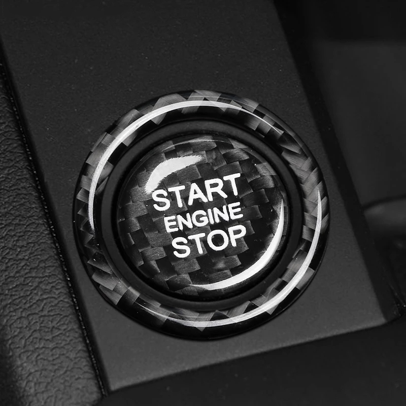 Carbon Fiber Car Engine Start Stop Button Trim Sticker For Audi A3 A4 A5 A6 C5 C6 Q5 Q7 S3 S6 S7 Key Ring Car Accessories Parts