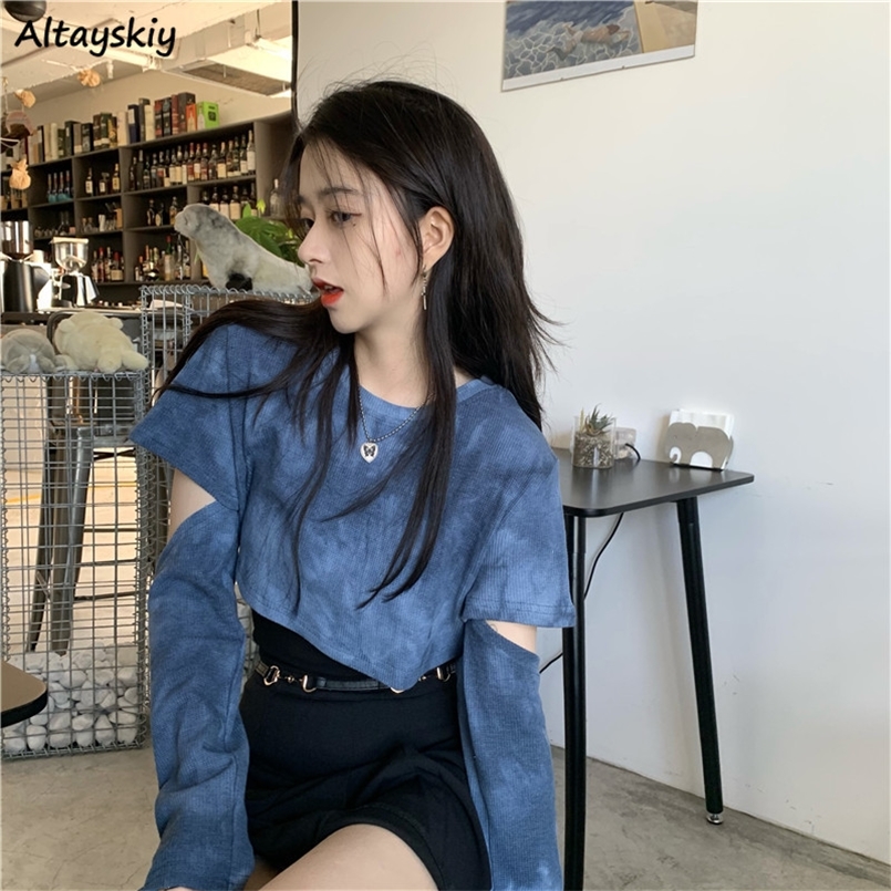 Tie Dye T shirts Women Blue Removable Sleeve Trendy Korean Style Chic Club Streetwear Female Crop Top Ins Sexy Slim Cozy 220728, Blue no camis
Tie Dye T shirts Women Blue Removable Sleeve Trendy Korean Style Chic Club Streetwear Female Crop Top Ins Sexy Slim Cozy 220728, Blue no camis