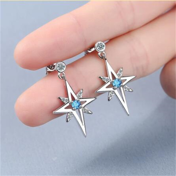 Star Stud earrings S925 Stamp silver new women's fashion jewelry high quality crystal zircon mid-length tassel simple awning errings GC1289