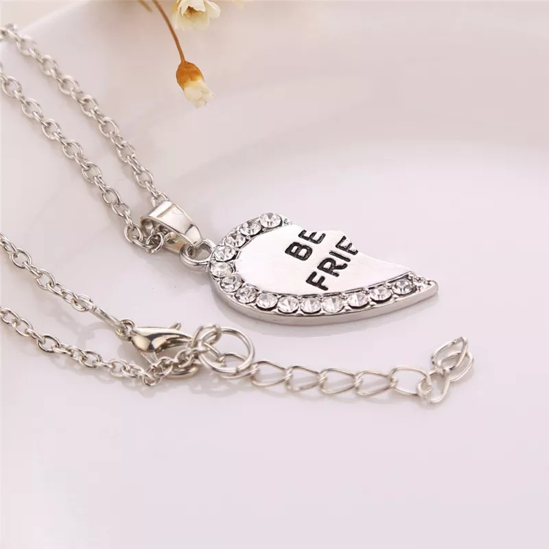 Fashion BFF Necklace for 2 Women Crystal Best Friend Love Heart Necklaces Fashion Couple Friendship Jewelry Wholesale Price