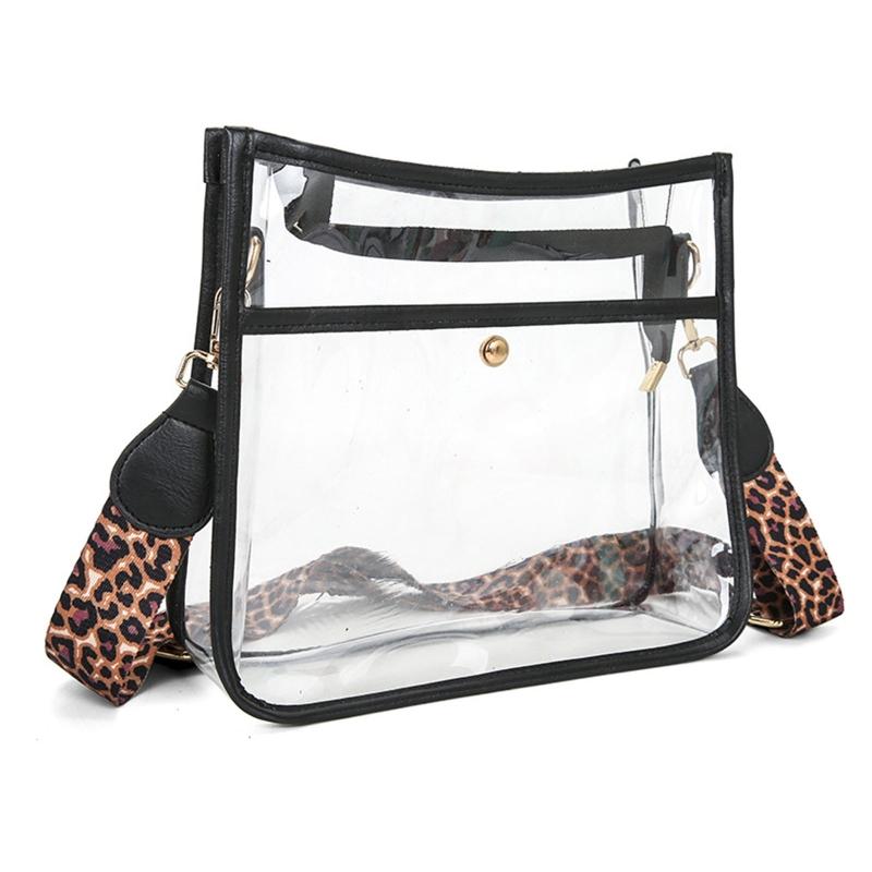 Evening Bags 63HC Adjustable Clear Bag Messenger Leopard Guitar Strap Transparent Handbag Crossbody For Stadium Shopping