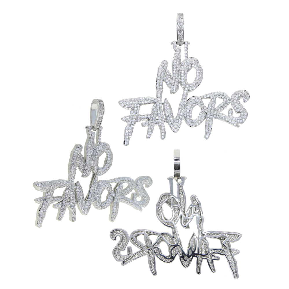 Fashion Name Custom No Favors Initial Letter Pendant Full Iced Out Bling 5A CZ Cubic Zirconia Nameplate Hip Hop Mens Boy Jewelry