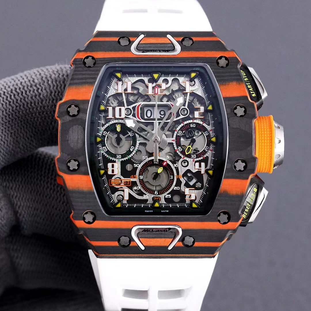 New Chronograph mechanical wrist watches rm11-03 KV movement Sapphire crystal glass mirror ceramic case natural rubber strap Designer High-quality 2p, As shown 
New Chronograph mechanical wrist watches rm11-03 KV movement Sapphire crystal glass mirror ceramic case natural rubber strap Designer High-quality 2p, As shown