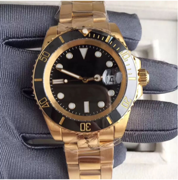 Men's Watch Steel Watch Automatic Mechanical 40mm Full K Gold Color Ceramic Bezel Black Dial Glide Lock Flod Sapphire Glass 116613 Asian movement 2813, Multi-color
Men's Watch Steel Watch Automatic Mechanical 40mm Full K Gold Color Ceramic Bezel Black Dial Glide Lock Flod Sapphire Glass 116613 Asian movement 2813, Multi-color