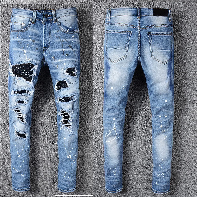 Designer jeans men's women's jeans hip hop Street color printed washed jeans European and American style elastic wear-resistant fabric, 10
Designer jeans men's women's jeans hip hop Street color printed washed jeans European and American style elastic wear-resistant fabric, 10