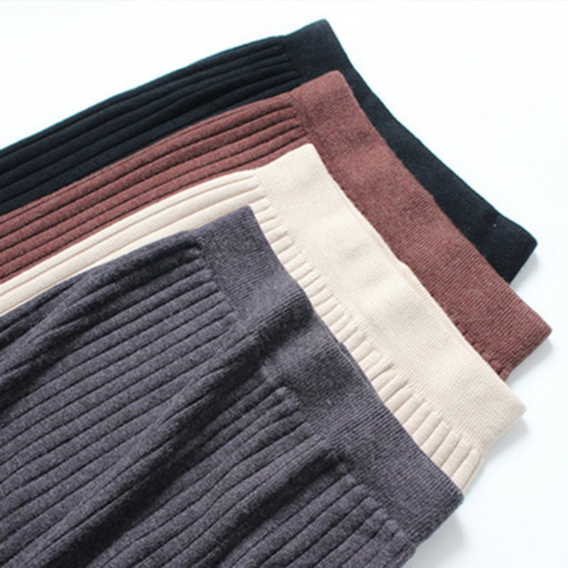 Women's Knit Straight Skirt With Slit High Waist Long Pencil Korean Style Beige Black Green Purple Tube 220317