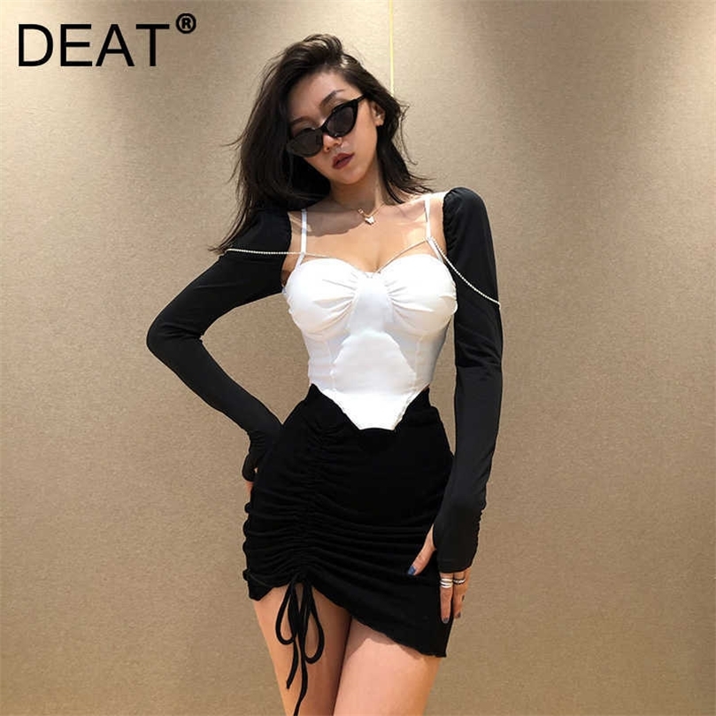 DEAT Spring Arrivals Long Sleeve Diamonds Strip Square Collar Backless Slim Irregular Top Women T Shirt ML540 210709, White
DEAT Spring Arrivals Long Sleeve Diamonds Strip Square Collar Backless Slim Irregular Top Women T Shirt ML540 210709, White