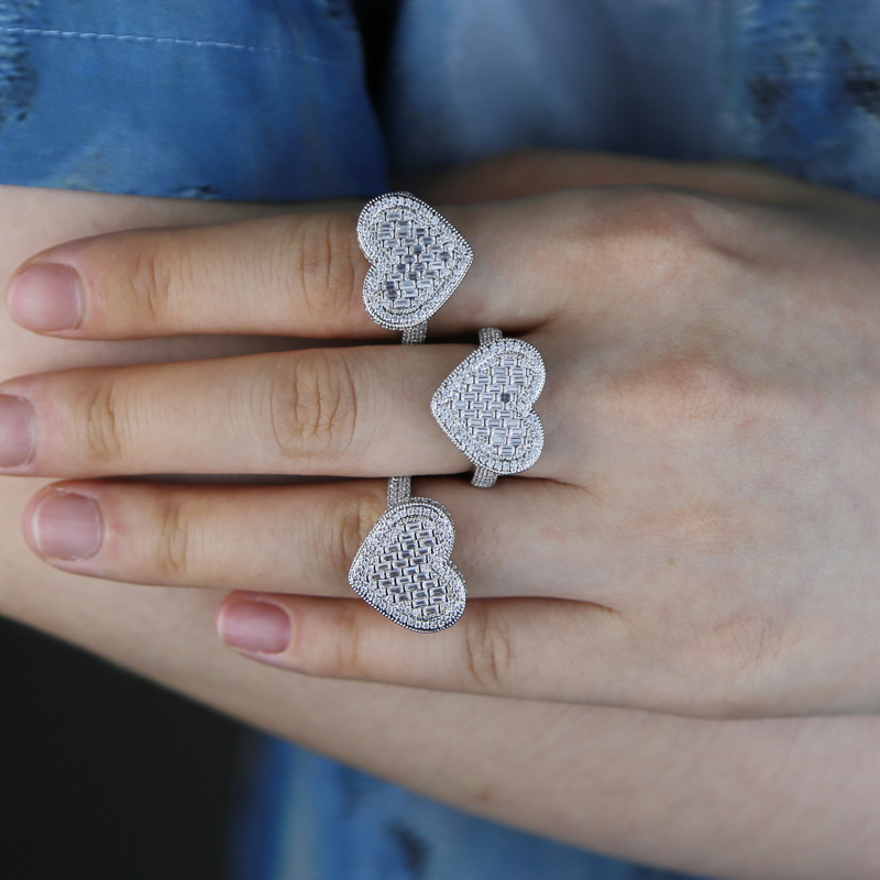 Gold Plated Iced Out Bg for Men & Women - Micro Paved Cubic Zirconia Hip Hop Band Ring