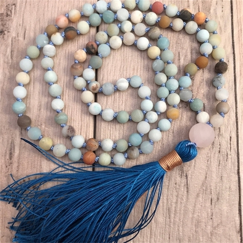 108 Mala Bead Necklace ite Knotted Necklace Tassel Necklaces Yoga Mala meditation Beads Mens Jewelry Prayer Necklaces 201013