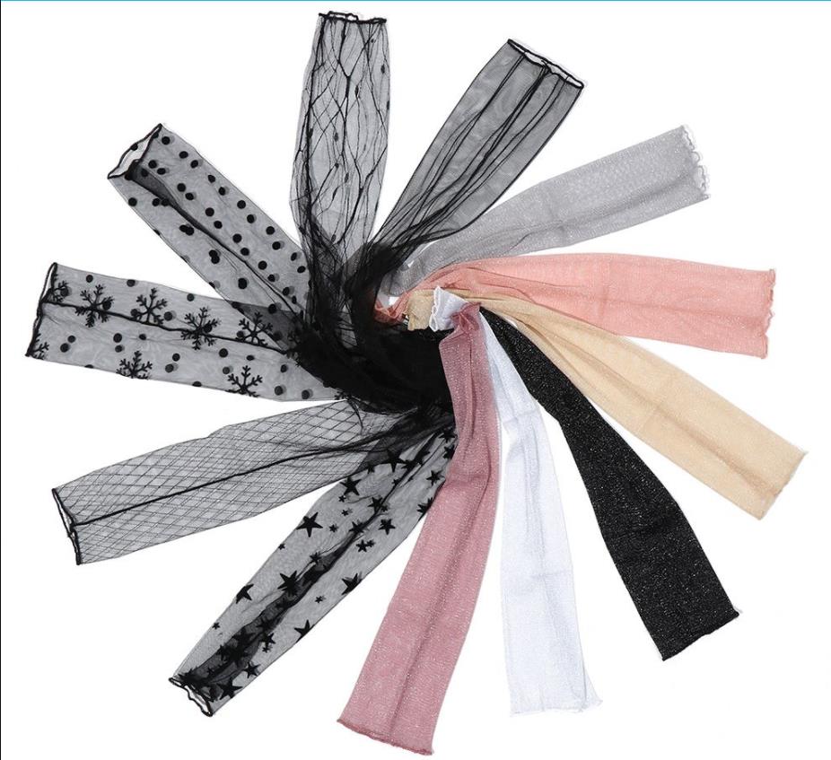 Women's Sun UV Protection Sheer Arm Sleeve Others Apparel Long Ultra-thin Lace Gloves Mesh Tulle Sunscreen Sleeves Fingerless Leg Cuff 1920s Sexy