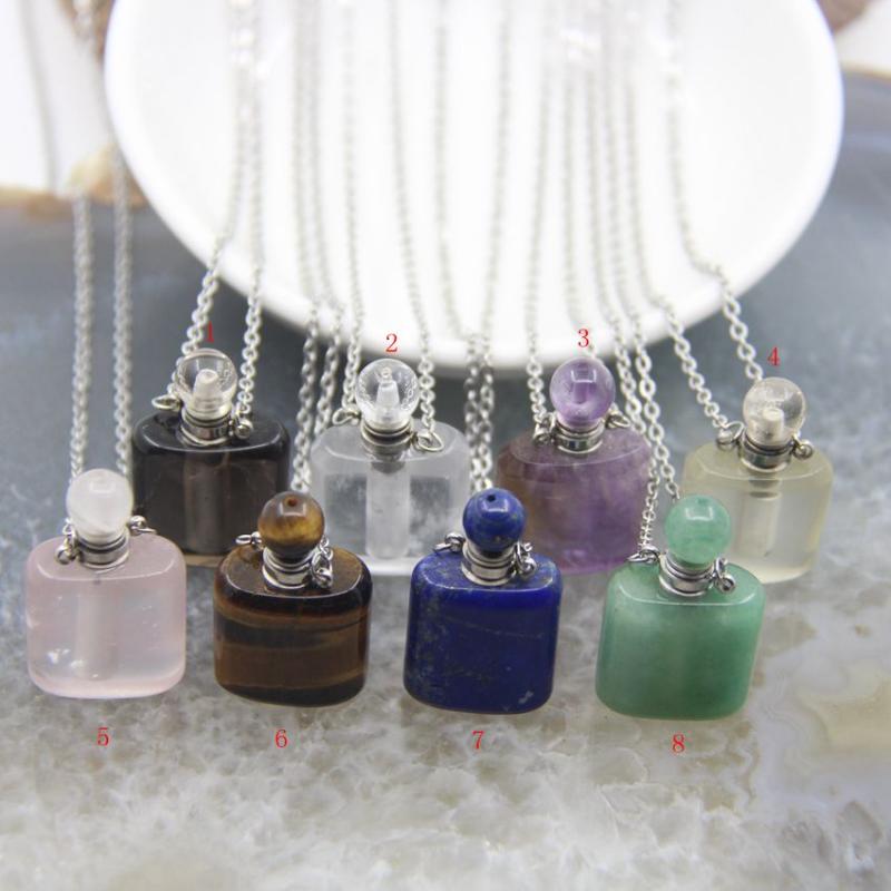 Pendant Necklaces Rectangle Tiger Eye/Lazuli/Amethysts Perfume Bottle Necklace Smoky/Rose/Lemon/White Quartz Essential Oil Diffuser VialPend
Pendant Necklaces Rectangle Tiger Eye/Lazuli/Amethysts Perfume Bottle Necklace Smoky/Rose/Lemon/White Quartz Essential Oil Diffuser VialPend