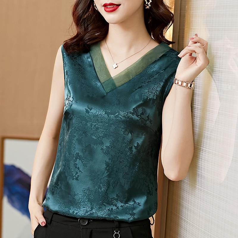 Women's Tanks & Camis Summer Fashion Women's Tank Tops Satin Inner And Outer Vest Floral O-neck Print Ladies Top White OL Woman Clothing, Blue
Women's Tanks & Camis Summer Fashion Women's Tank Tops Satin Inner And Outer Vest Floral O-neck Print Ladies Top White OL Woman Clothing, Blue