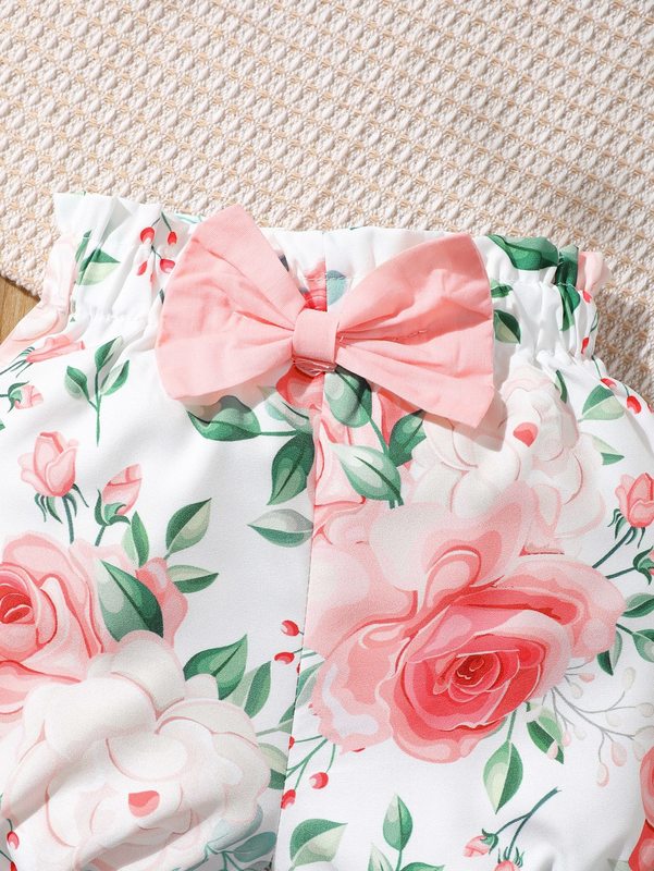 Baby Allover Floral Print Bow Shorts SHE01