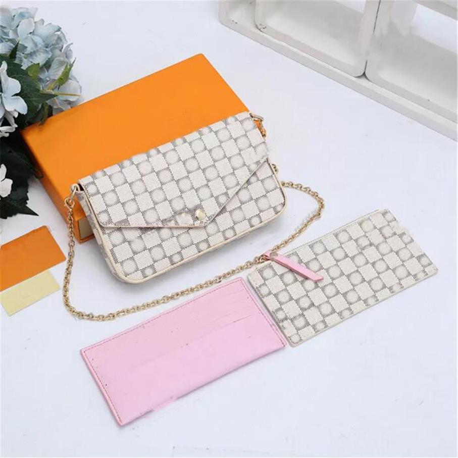 2022 3pcs set Women Shoulder Bag FELICIE POCHETTE Luxury Handbag Messenger Chain Strap Purse Clutch Tote Function Wallet with box220U, Brown flower
2022 3pcs set Women Shoulder Bag FELICIE POCHETTE Luxury Handbag Messenger Chain Strap Purse Clutch Tote Function Wallet with box220U, Brown flower