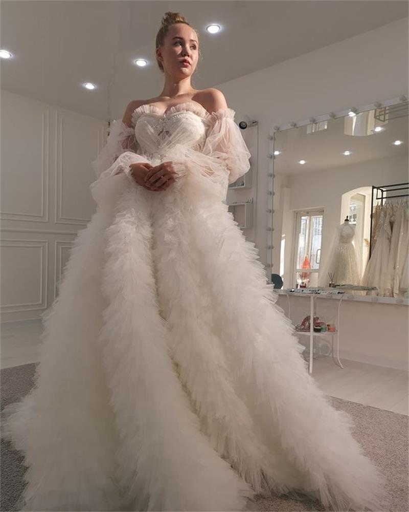 Bohemian Boho Wedding Dress Lace Long Sleeve Off The Shoulder Bridal Dresses A Line Wedding Gowns Vestido de Noiva