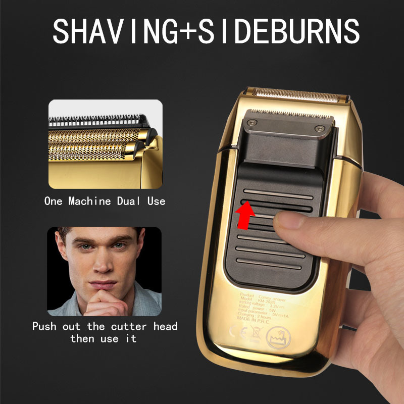 Kemei Pro Electric Foil Shavers for Men Finishing Tool Beard Trimmer Barber Reciprocating Razor LED Waterproof Shave Bald Head 220322