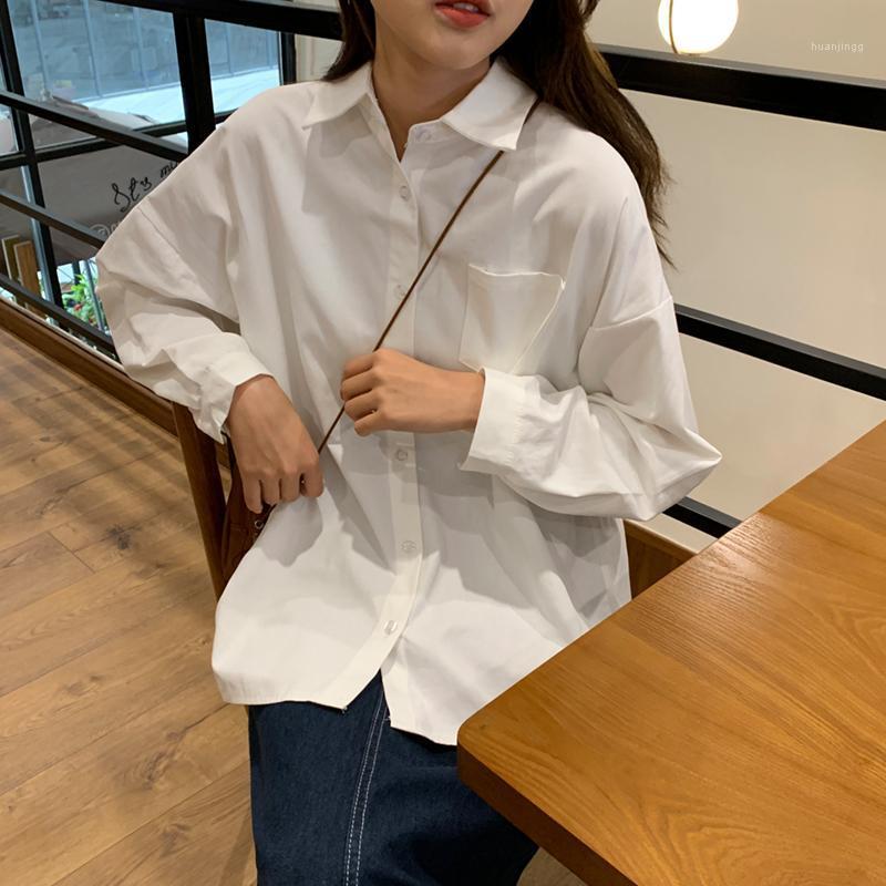 Spring Autumn Korean Harajuku Shirts Women Chic Loose Turn-down Collar Drop Shoulder White Blusas Female All Match Simple Tops Women' Blous
Spring Autumn Korean Harajuku Shirts Women Chic Loose Turn-down Collar Drop Shoulder White Blusas Female All Match Simple Tops Women' Blous