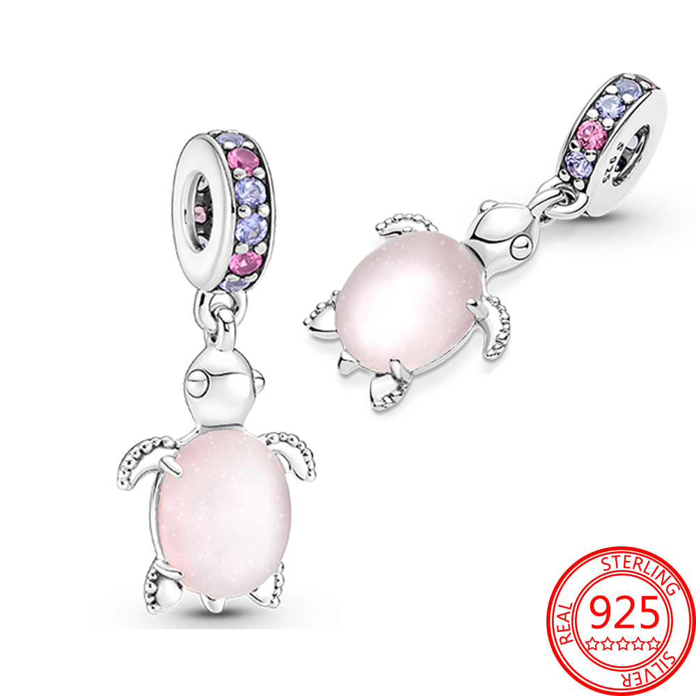 New Popular 925 Sterling Silver Charm Pink Heart Cute Headphone Charm For Bracelets And Necklaces Gifts DIY Jewelry For Girls