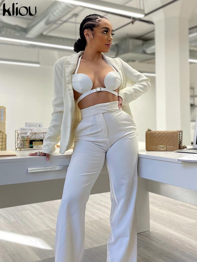 Kliou Halter PU Leather Top Women Sexy Solid Low Neck Sleeveless Backless Hipster Cleavage Vest Midnight Style Female Clubwear 220325