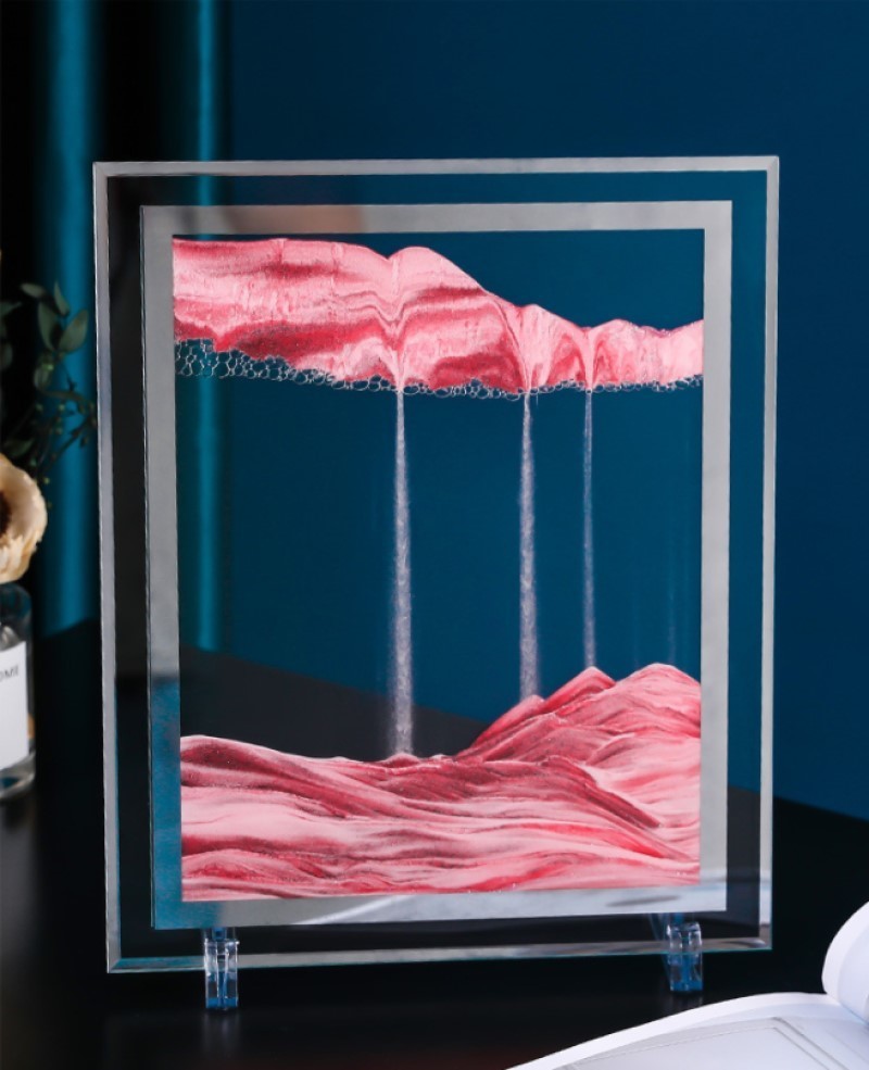 3D Glass Sandscape Hourglass Moving Sand Art Picture Rectangle Glass Ornaments Desktop Decoration Quicksand Painting Home Decor 220406
