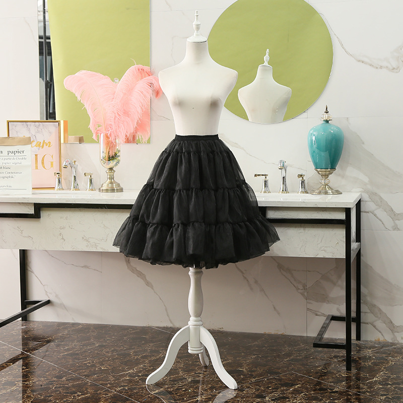 Lolita Petticoats White Black Chiffon Lace Short Gown Crinoline Bridal Petticoats Underskirt