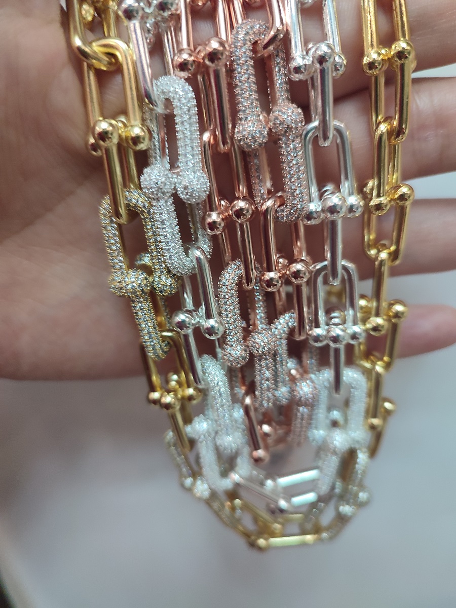 New gold sliver Chain womens pendant long 41 45 50 60cm designer necklace jewelry bracelet necklaces Engagement set for women girls Couple Wedding Par