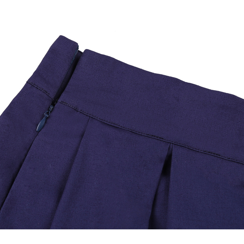 Women Solid Color Blue Pleated Skirt Shcool Y2K Summer High Waist Korean Harajuku Japanese Pinup Retro Vitage Midi A-line Skirts 220317