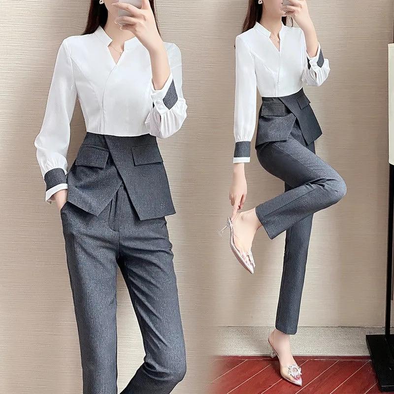 Women' Tracksuits Elegant 2 Piece Set Women Outfit Fashion Spliced Blouse And Elastic Waist Straight Pant Suit Office Lady Profession 3XL 6, Khaki
Women' Tracksuits Elegant 2 Piece Set Women Outfit Fashion Spliced Blouse And Elastic Waist Straight Pant Suit Office Lady Profession 3XL 6, Khaki