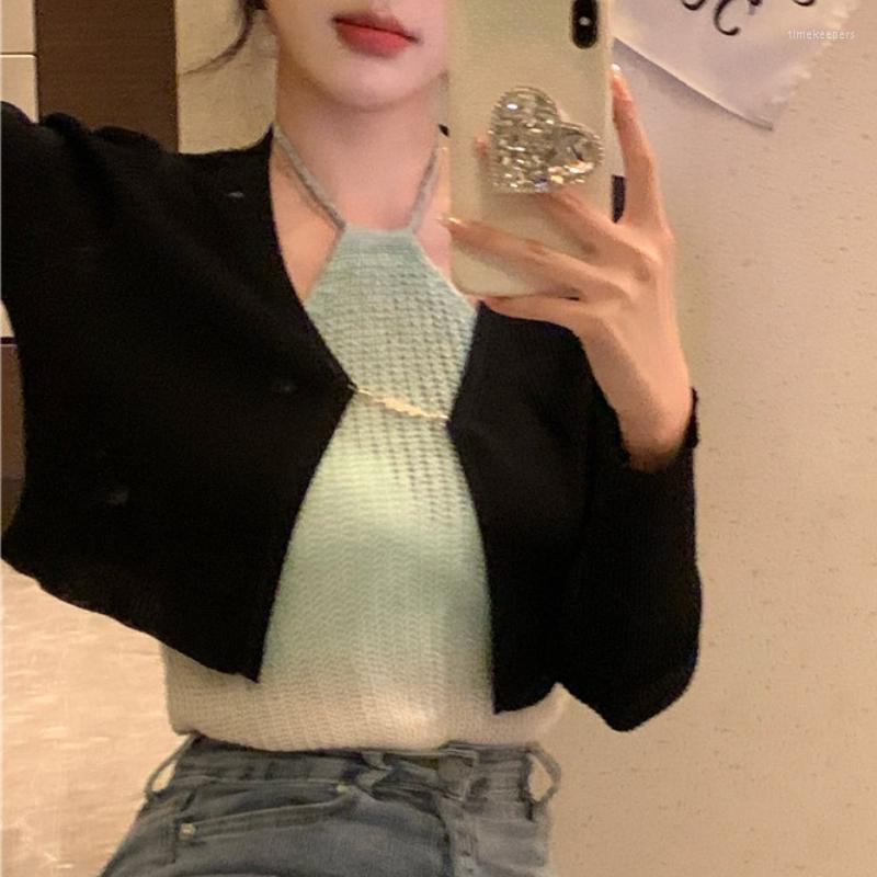 Women's Knits & Tees Black Thin Long-sleeved Knitted Y2k Cardigan Women's Summer Short Design Slim Blouse Tops CoatWomen's Time22, Black cardigan
Women's Knits & Tees Black Thin Long-sleeved Knitted Y2k Cardigan Women's Summer Short Design Slim Blouse Tops CoatWomen's Time22, Black cardigan