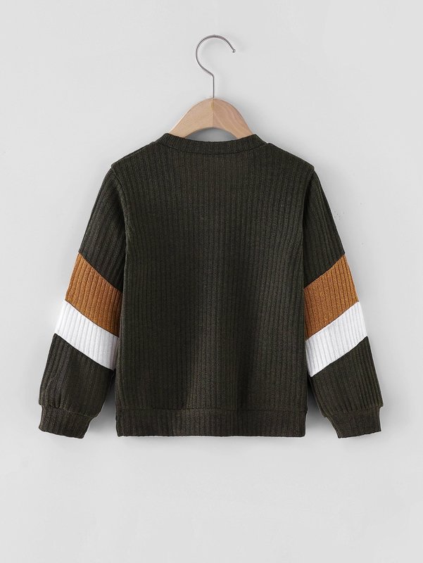 Toddler Boys V Neck Color Block Sweatshirt SHE