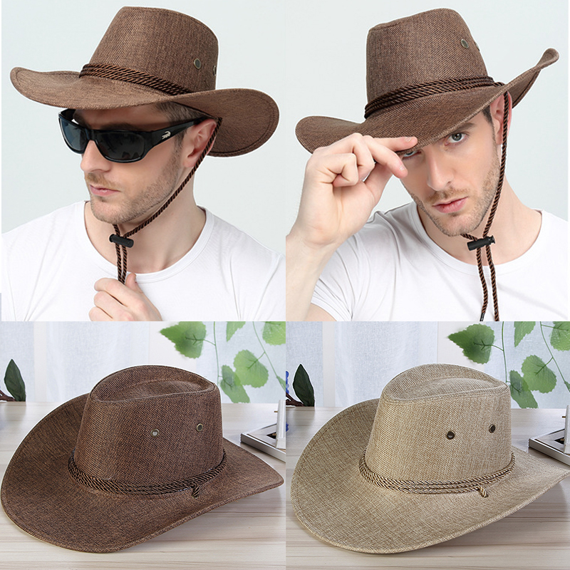 New Men's Western Cowboy Hat Fashion Linen Straw Outdoor Travel Sun Jazz Big Brim Chic Knight Caps, Coffee
New Men's Western Cowboy Hat Fashion Linen Straw Outdoor Travel Sun Jazz Big Brim Chic Knight Caps, Coffee