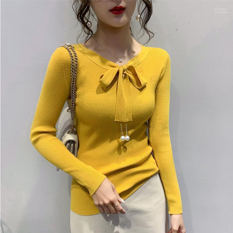 Women's Sweaters Bow Pullovers Sweater Women Tops O-neck Slim Female Base Jumper Ladies 2022 Winter Casual Pull-over Femme Jemi22, Black 
Women's Sweaters Bow Pullovers Sweater Women Tops O-neck Slim Female Base Jumper Ladies 2022 Winter Casual Pull-over Femme Jemi22, Black