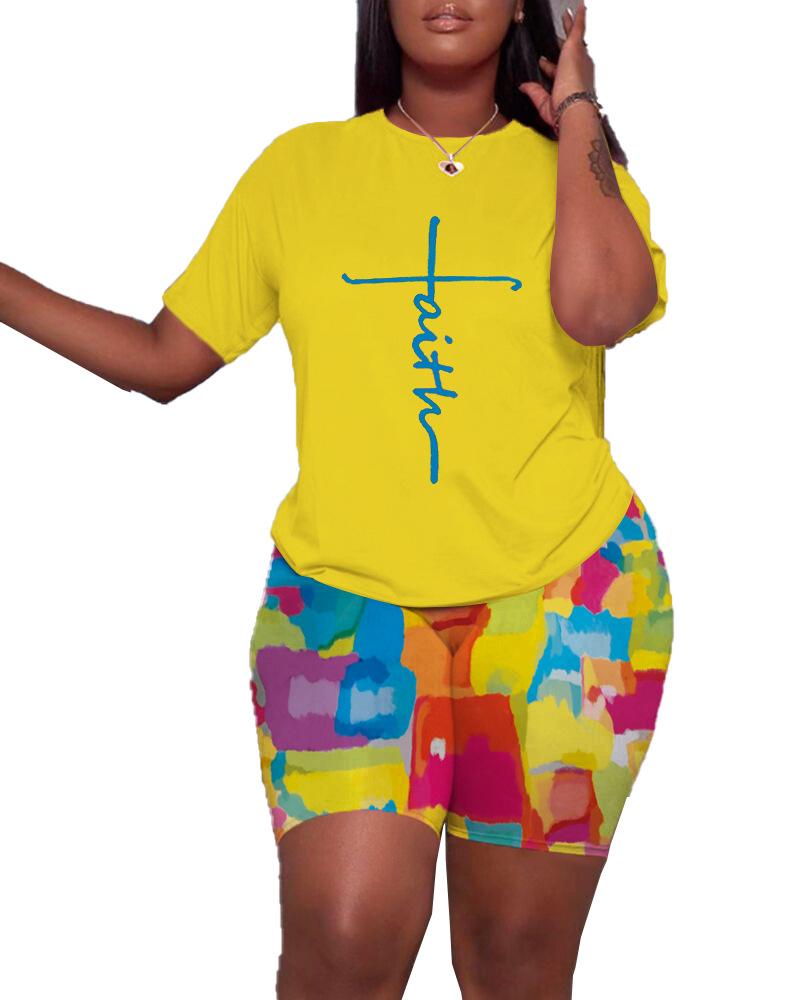 Women' Tracksuits Fashion Active Women 2pcs Set Letter Tee Tops And Shorts Sweatsuit Tracksuit Two Piece Outfits 2022 SummerWomen, Yellow
Women' Tracksuits Fashion Active Women 2pcs Set Letter Tee Tops And Shorts Sweatsuit Tracksuit Two Piece Outfits 2022 SummerWomen, Yellow