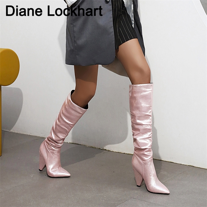 Winter Sequined Cloth Pleated Boots For Women Pointed Toe Thick Heels Botas Woman Bling Party Shoes Pink Knee High Boots Femal 220813, Blue
Winter Sequined Cloth Pleated Boots For Women Pointed Toe Thick Heels Botas Woman Bling Party Shoes Pink Knee High Boots Femal 220813, Blue