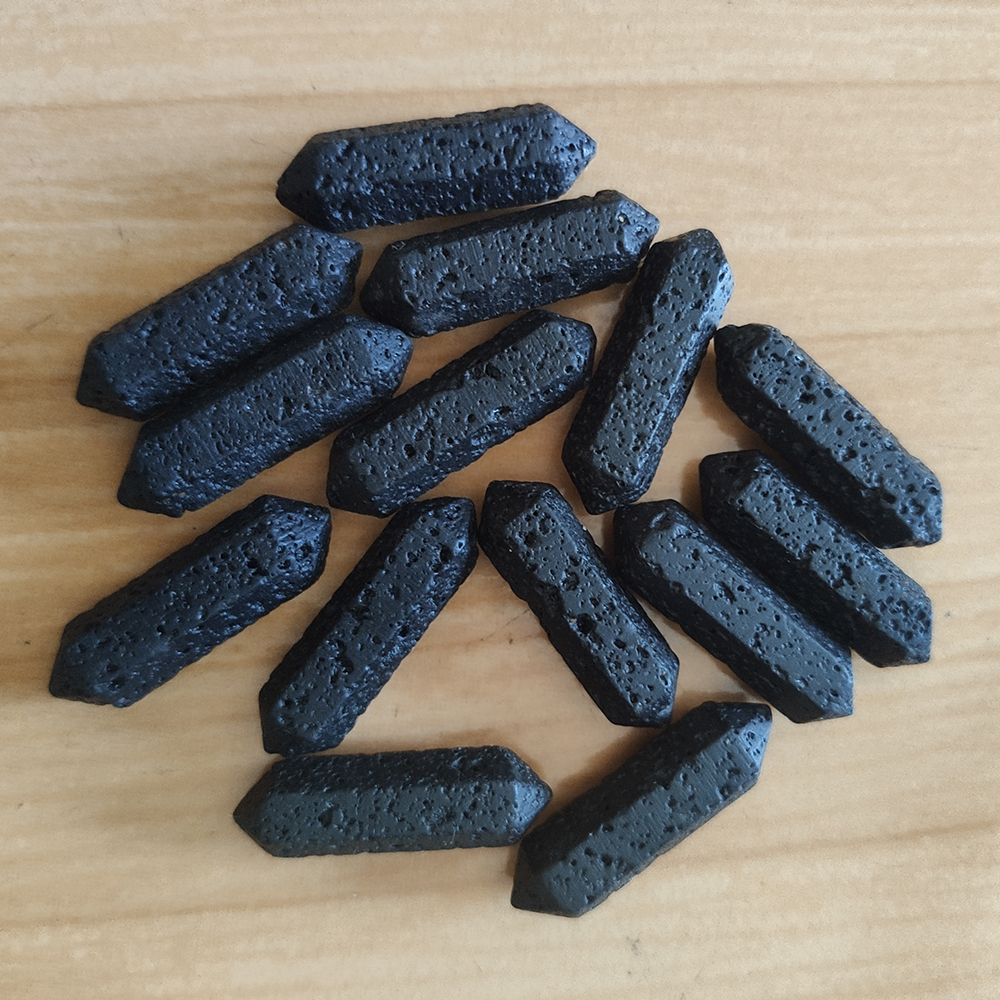 Hexagon Prism Lava Stone Charms Aromatherapy Essential Oil Perfume Diffuser Pendant For Lava Necklace Jewelry Making