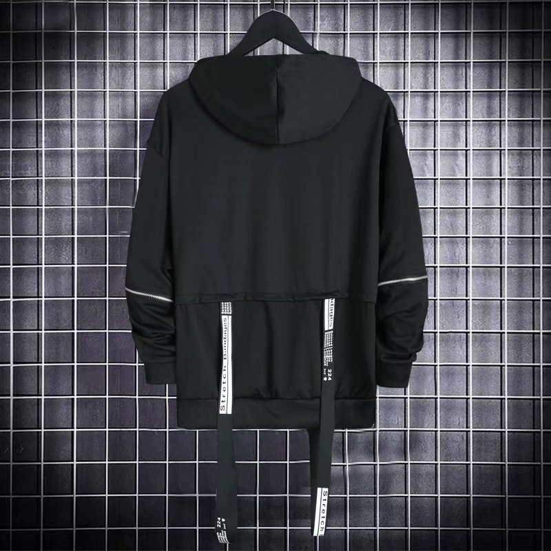Mens Hoodies Sweatshirts Emo Black Hoodie Alt Sweatshirt Hood Autumn Techwear Punk Gothic Darkwear Hoodie Sweatshirts Streetwear Hip Hop Harhjuku Clot