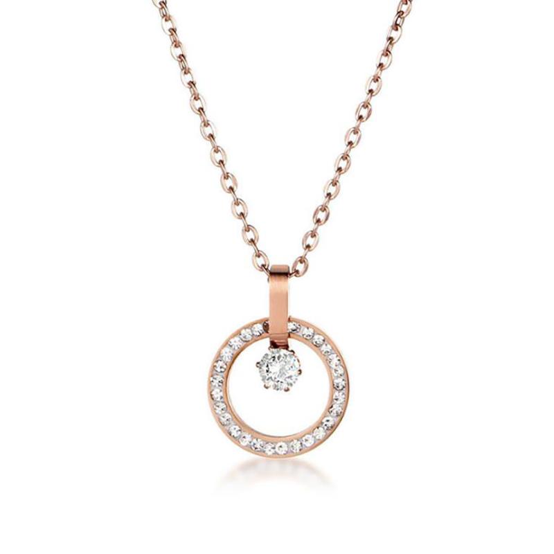 Chains Stainless Steel Crystal Zircon Stone Rose Gold Round Pendant Necklace Women Minimalism Gift For HimChains
Chains Stainless Steel Crystal Zircon Stone Rose Gold Round Pendant Necklace Women Minimalism Gift For HimChains