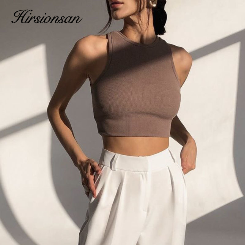 Hirsionsan Knitted Ribbed Solid Vest Women Casual Basic Skinny Tank Sleeveless Cottons Sexy Ladies Summer Off Shoulder Crop Tops 220316