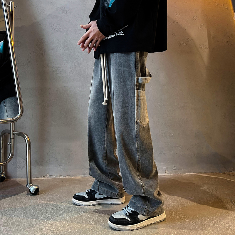 Loose Straight Men Jeans asthetic Man Pants for boy Casual Baggy hip hop Men's Women's jeans Neutral Denim Trousers 220328