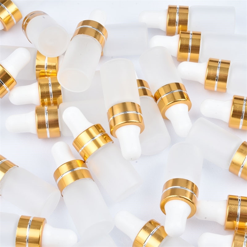 50pcs/lot 1ml 2ml 3ml 5ml Perfume Essential Oil Bottles Frosted Glass Dropper Bottle Jars Vials With Pipette For Cosmetic 220711
