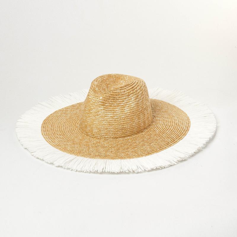 Wide Brim Hats Fashionable Simple White Tassel Straw Hat For Women Summer Sunshade Holiday Top Panama Beach Sun Protection
Wide Brim Hats Fashionable Simple White Tassel Straw Hat For Women Summer Sunshade Holiday Top Panama Beach Sun Protection