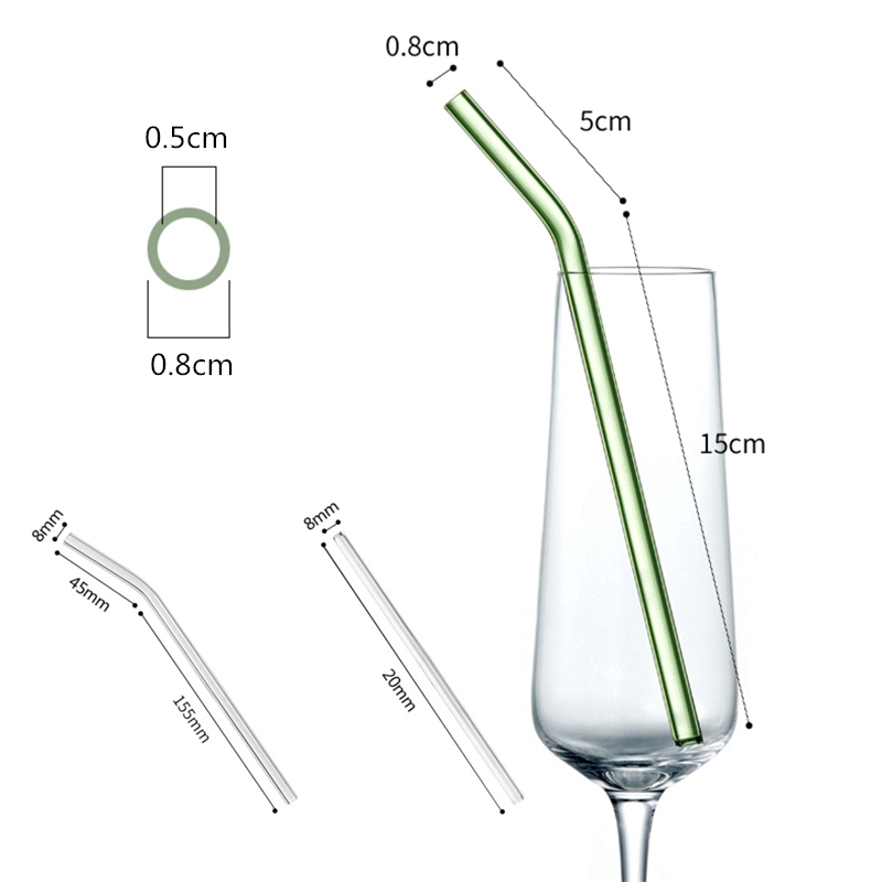 Clear Glass Straw 2008mm Reusable Straight Bent Glass Drinking Straws with Brush Eco Friendly Glass Straws for Smoothies Cocktail7073045