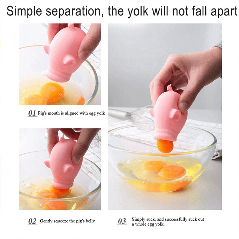 Pig Egg Yolk Separator Silicone Egg Dividers Tool Cute Animal Kitchen Baking Gadgets