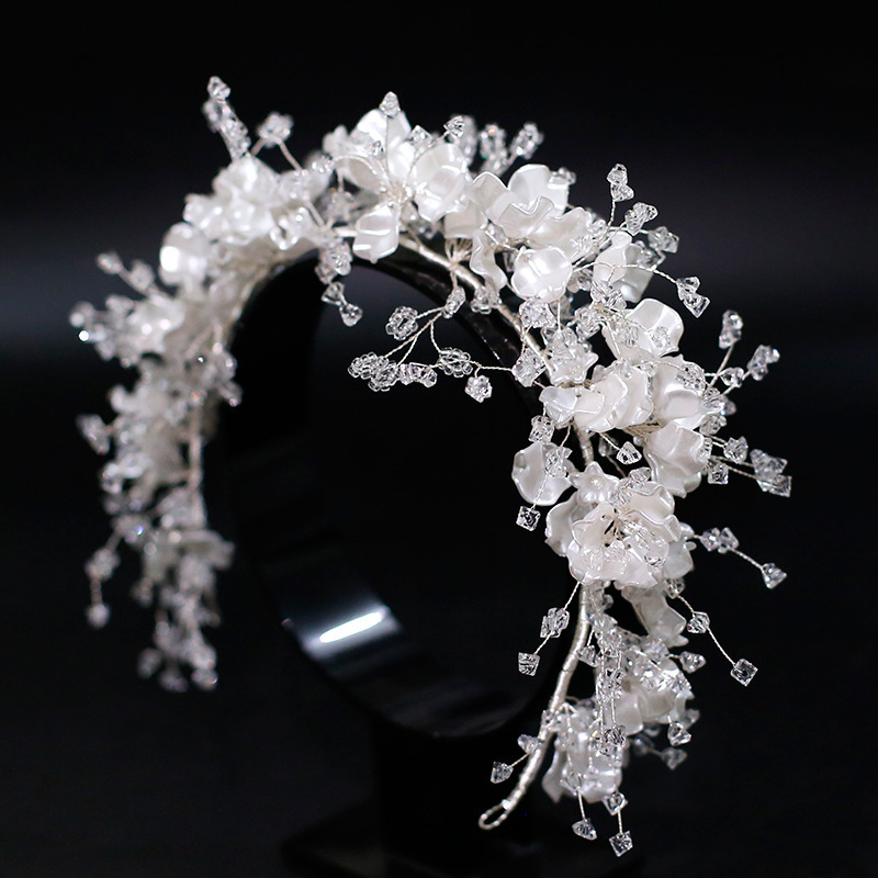Crystal Beaded tiara Hair band Earrings Set Bride's Wedding Tiara brides Hair Accessories 0615